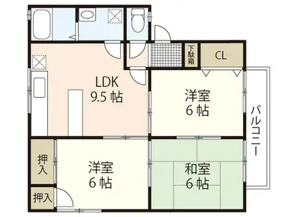 セジュール加美A棟(3DK/2階)の間取り写真