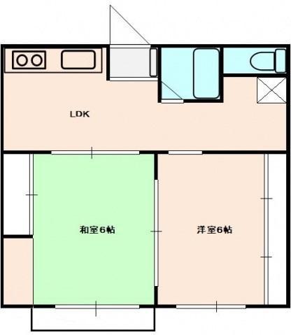 ELIS-U(2DK/2階)の間取り写真