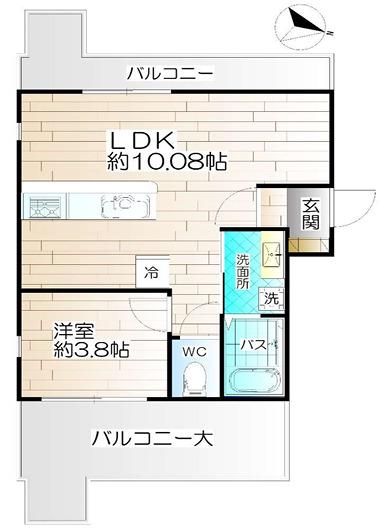板宿北マンション(1LDK/4階)の間取り写真