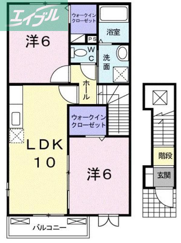 オリーブ(2LDK/2階)の間取り写真