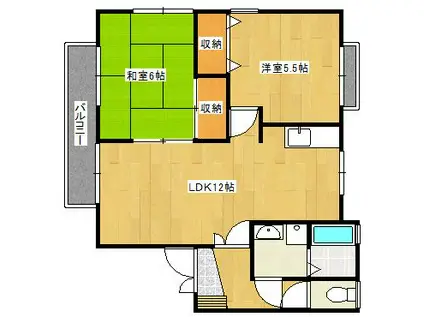 エクセルハイツ北(2LDK/2階)の間取り写真
