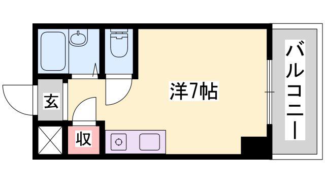 プレアール姫路北平野(ワンルーム/2階)の間取り写真