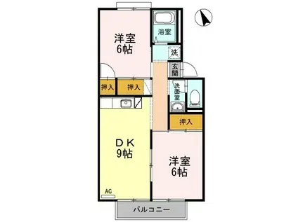 ハイツアベニールA棟(2DK/2階)の間取り写真