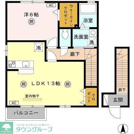 ジュネックスA(1LDK/2階)の間取り写真