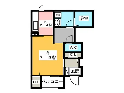 カーサ ボヌール(1K/1階)の間取り写真