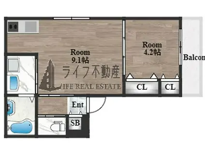 アバンティオ弥刀(1LDK/3階)の間取り写真