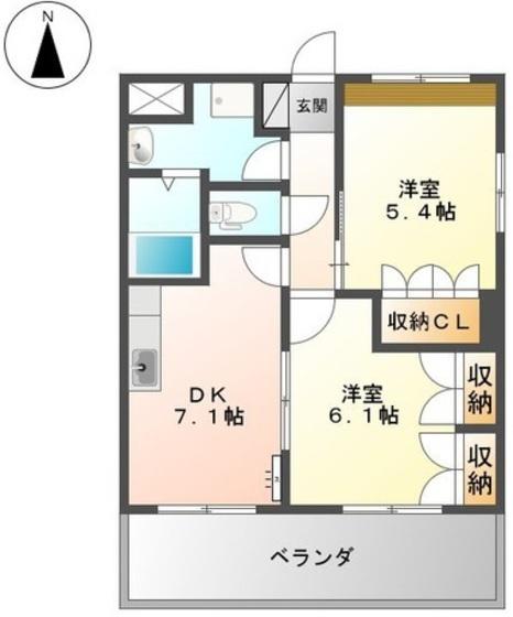 ウィステリアスプリングス(2DK/2階)の間取り写真