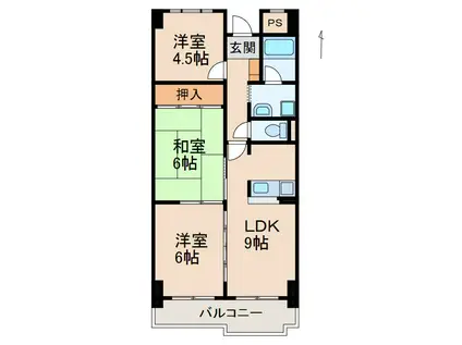 ヤマイチPLAZA サンシティ広瀬(3LDK/4階)の間取り写真
