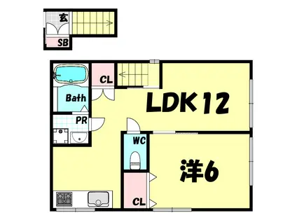 トカーナくすのき(1LDK/2階)の間取り写真