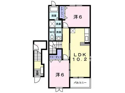 ピエールカーサ(2LDK/2階)の間取り写真