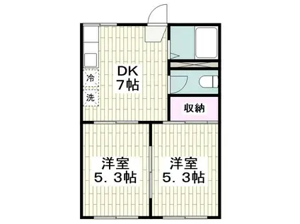 カーサベルデ(2DK/2階)の間取り写真