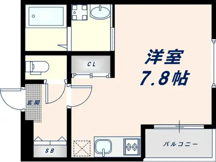 ハーモニーテラス新今里V(ワンルーム/1階)の間取り写真