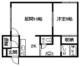 MKハイツ3(1LDK/2階)の間取り写真
