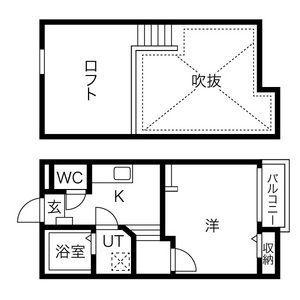 CREO堀田弐番館(1K/1階)の間取り写真