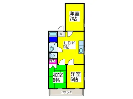 マンション大橋(3LDK/2階)の間取り写真