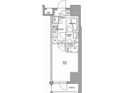 PREMIUM CUBE 品川戸越 DEUX(1K/2階)の間取り写真