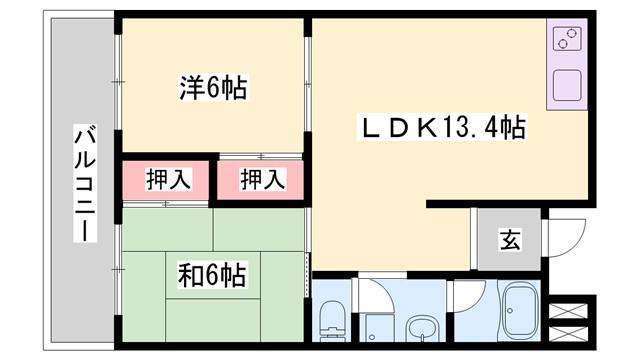 津田ビル(2LDK/2階)の間取り写真