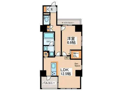 ラ・ペーシュ天王寺(1LDK/7階)の間取り写真