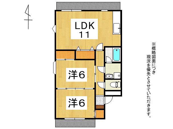 リトスメラン桑野(2LDK/1階)の間取り写真