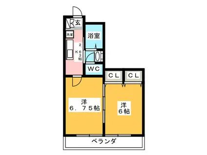 GEMINI ONNA(2K/1階)の間取り写真