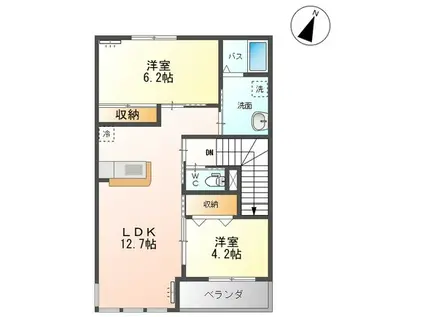 グランドゥ(2LDK/2階)の間取り写真