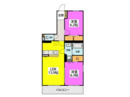 GRAN GRACE久留米南(2LDK/1階)の間取り写真