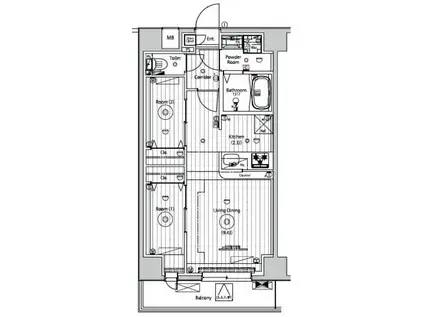 メイクスアート五反野(2LDK/8階)の間取り写真
