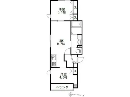 ララ吉祥寺通(2DK/1階)の間取り写真