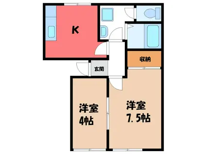 グリーンパーク石井III(2K/2階)の間取り写真