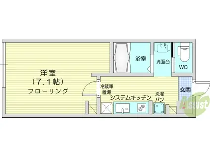 メゾンシュシュ桜ケ丘(1K/1階)の間取り写真