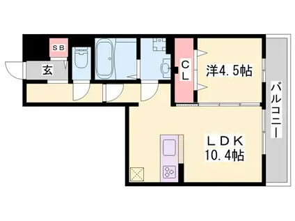 ロータス長町 B棟(1LDK/3階)の間取り写真