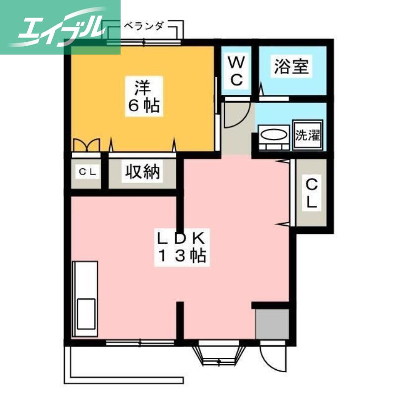 フローラルガーデンB棟(1LDK/1階)の間取り写真