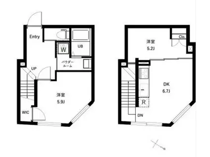 オーキッドレジデンス代々木イースト(2DK/1階)の間取り写真