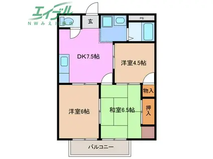 サンハイツ稲垣B(3DK/2階)の間取り写真