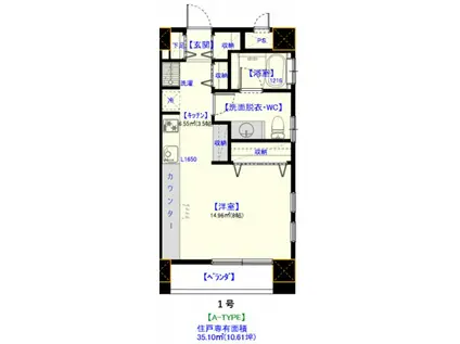 QUINZE LIEU(ワンルーム/5階)の間取り写真