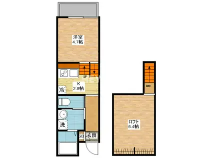 デ・クメール多良見IC(1SK/1階)の間取り写真
