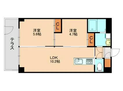 庭園レジデンス西館(2LDK/1階)の間取り写真