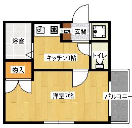 バオバブ白島(1K/4階)の間取り写真