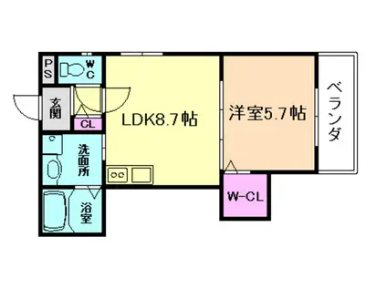 GRAN FELICIA塚本(1LDK/3階)の間取り写真