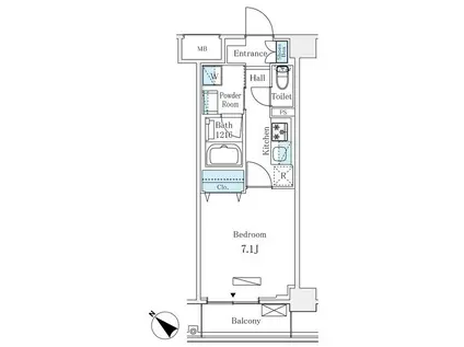 ルミシティ月島(1K/4階)の間取り写真