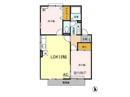 アネックス河尻B(2LDK/1階)の間取り写真