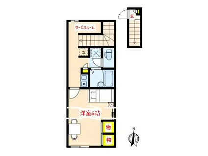 ＪＲ肥薩線 隼人駅 徒歩40分 2階建 築20年(1K/2階)の間取り写真