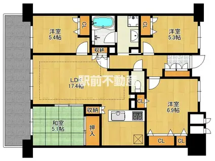 モントーレ香椎浜サーフタワー ウエストウ(4LDK/3階)の間取り写真