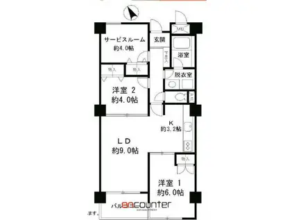 パステル中野(2SLDK/4階)の間取り写真