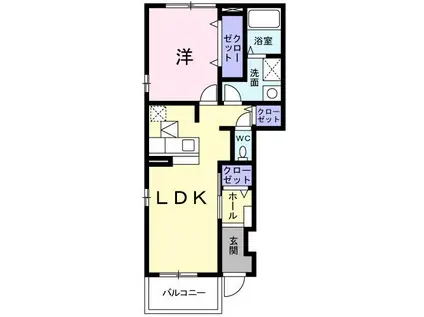 サンチェリーヒルズB(1LDK/1階)の間取り写真