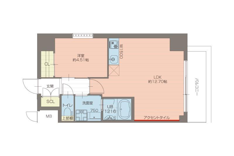 プレジオ西宮北口(1LDK/3階)の間取り写真