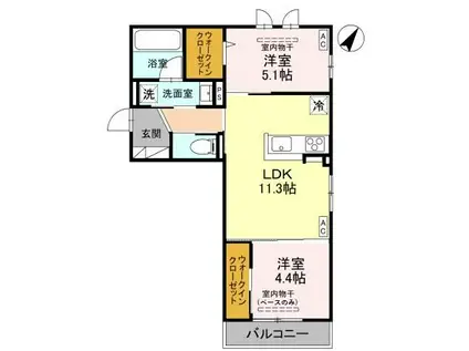 D-GRANDE下轡田 C(2LDK/2階)の間取り写真