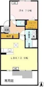ブルームコートII(1LDK/1階)の間取り写真