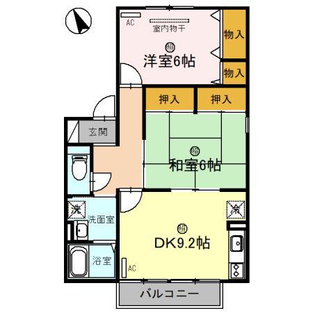 ディアコートII(2DK/2階)の間取り写真