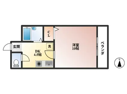 阪急宝塚線 服部天神駅 徒歩10分 4階建 築25年(1K/1階)の間取り写真
